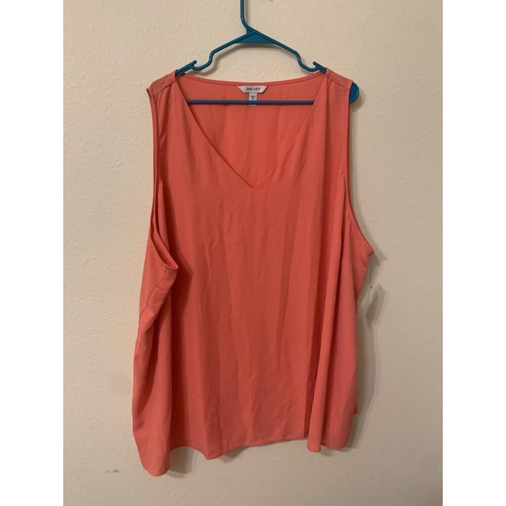 NWT Nine West Sleeveless Blouse Womens Plus Size 5X Coral Business Casual N6